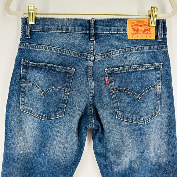 Levis 511 Slim Fit Boys Stretch Cotton Denim Jeans Medium Wash 16 Reg 28x28 - Picture 12 of 12